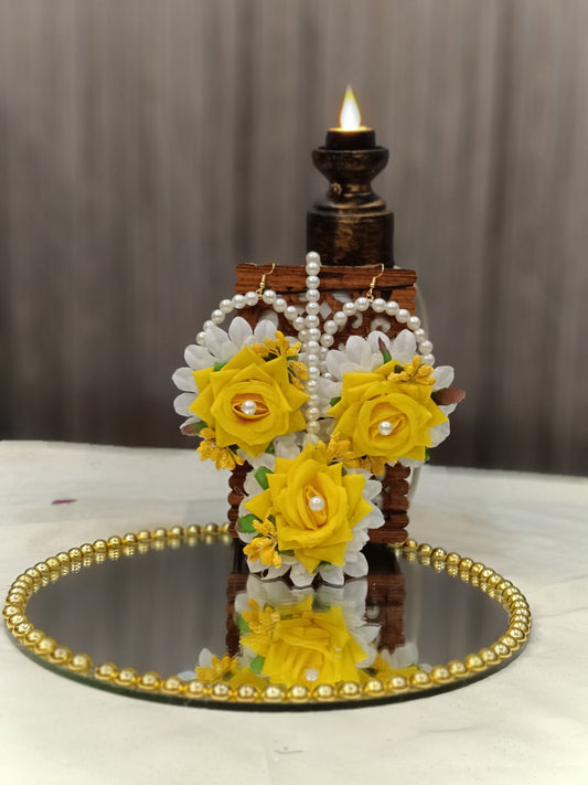 Elegant Yellow Rose & White Mum Floral Wrist Corsages (Pair)