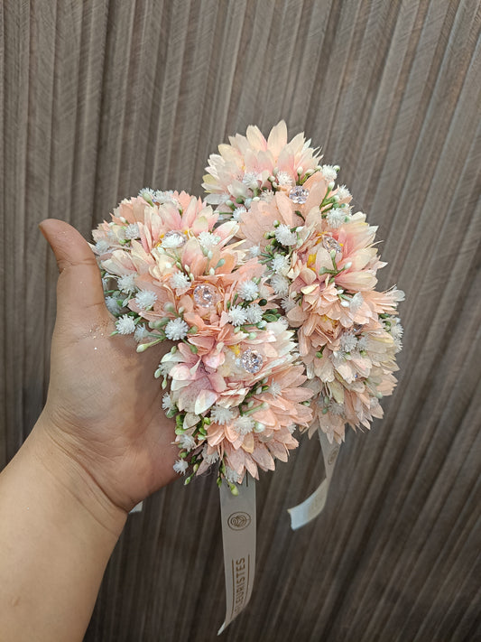 Peach Blossom Floral Jewelry & Ring Box Set with Baby’s Breath