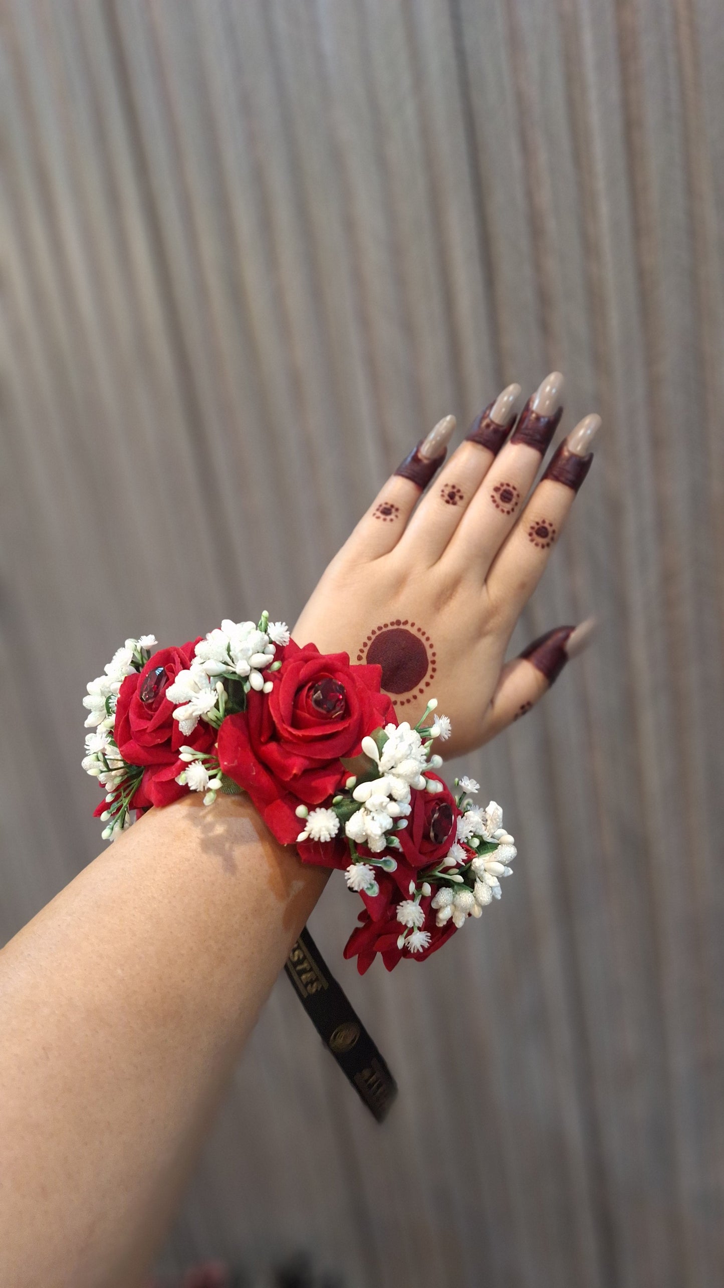 Elegant Red Rose & Pearl Floral Jewelry Set