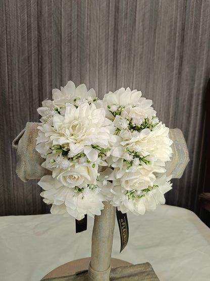 White Rose & Chrysanthemum Wrist Gajry with Pearl Accents