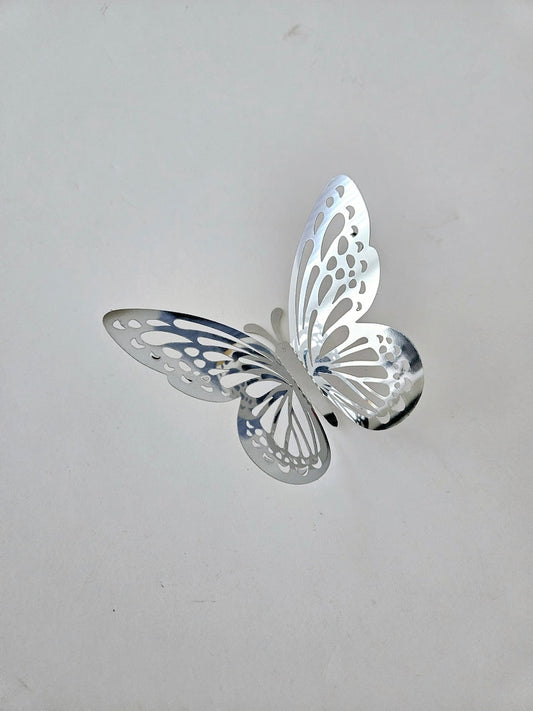 Elegant Silver 3D Butterfly Wall Decor Set