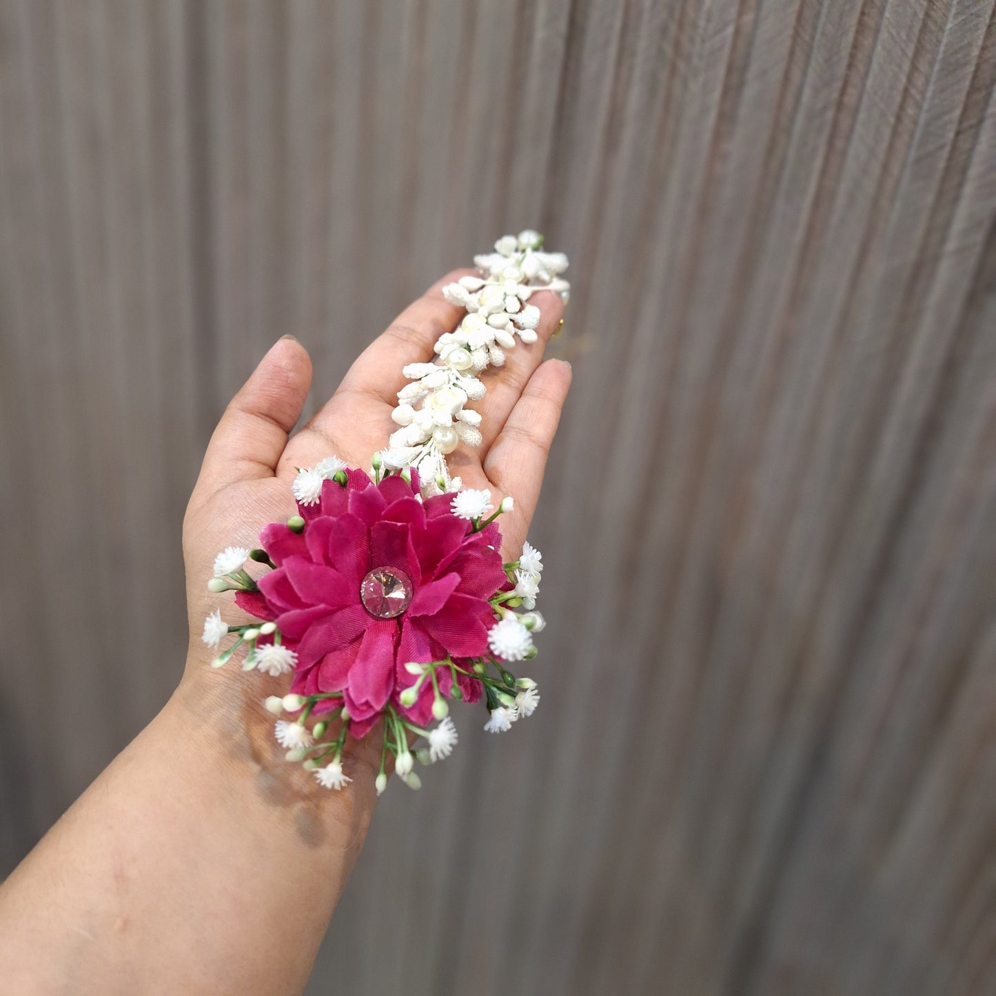 Magenta Floral Jewellery Set with Pearl Accents