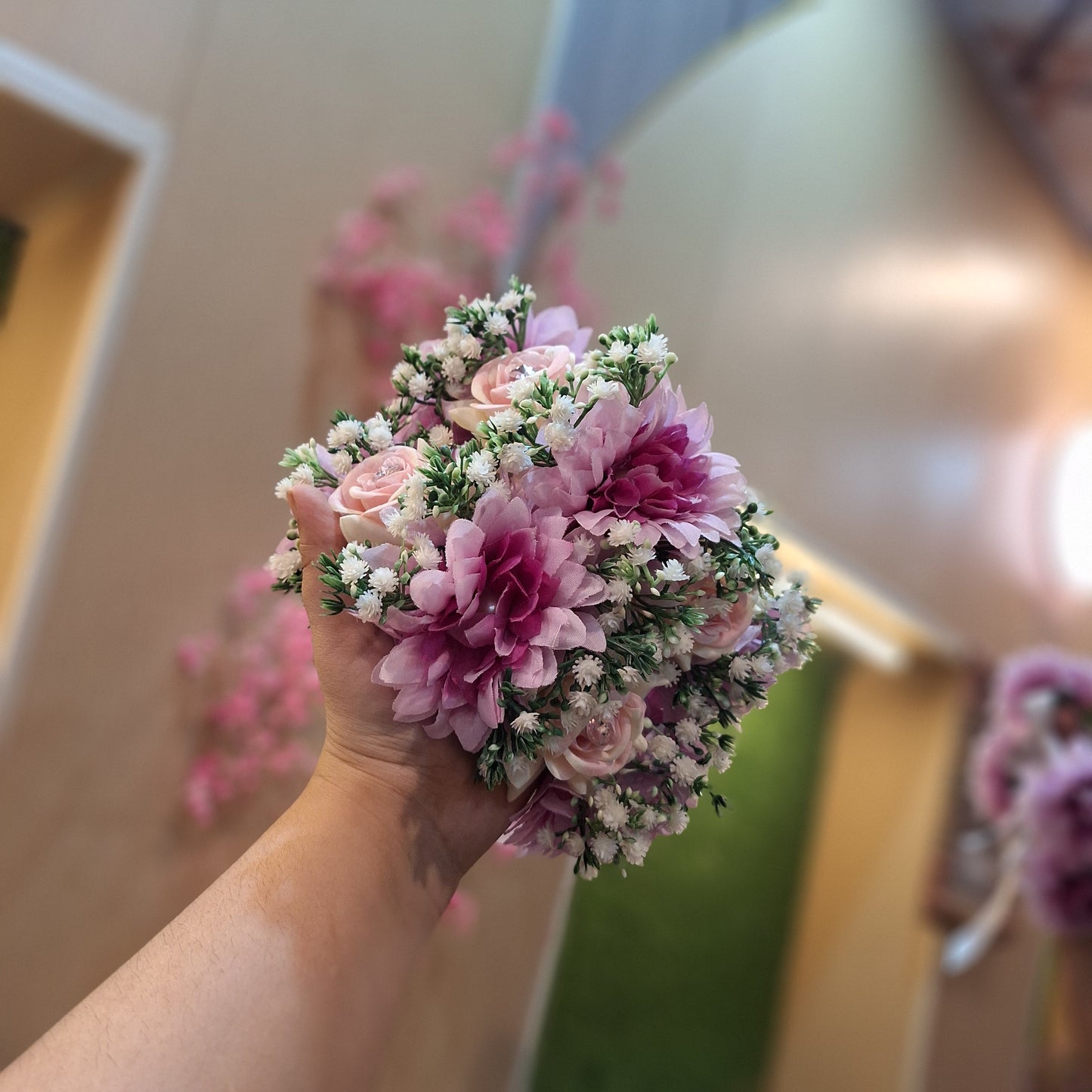 Elegant Lavender and Blush Rose Hand-Tied Bouquet