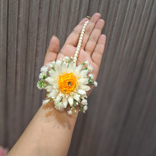 Elegant Floral Pearl Hoop Earring with Yellow & White Roses