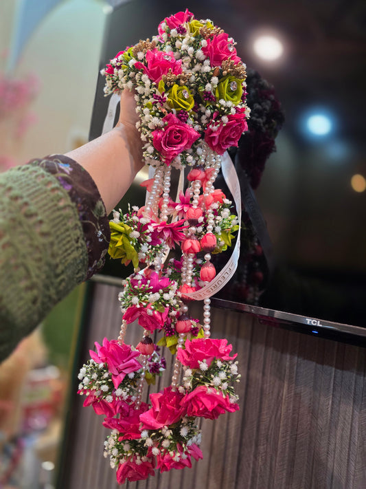 Pink Rose & Pearl Tassel Floral Hanging (Kali)
