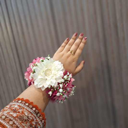 Blossom Mixed Floral Hand Bouquet in Pink & White