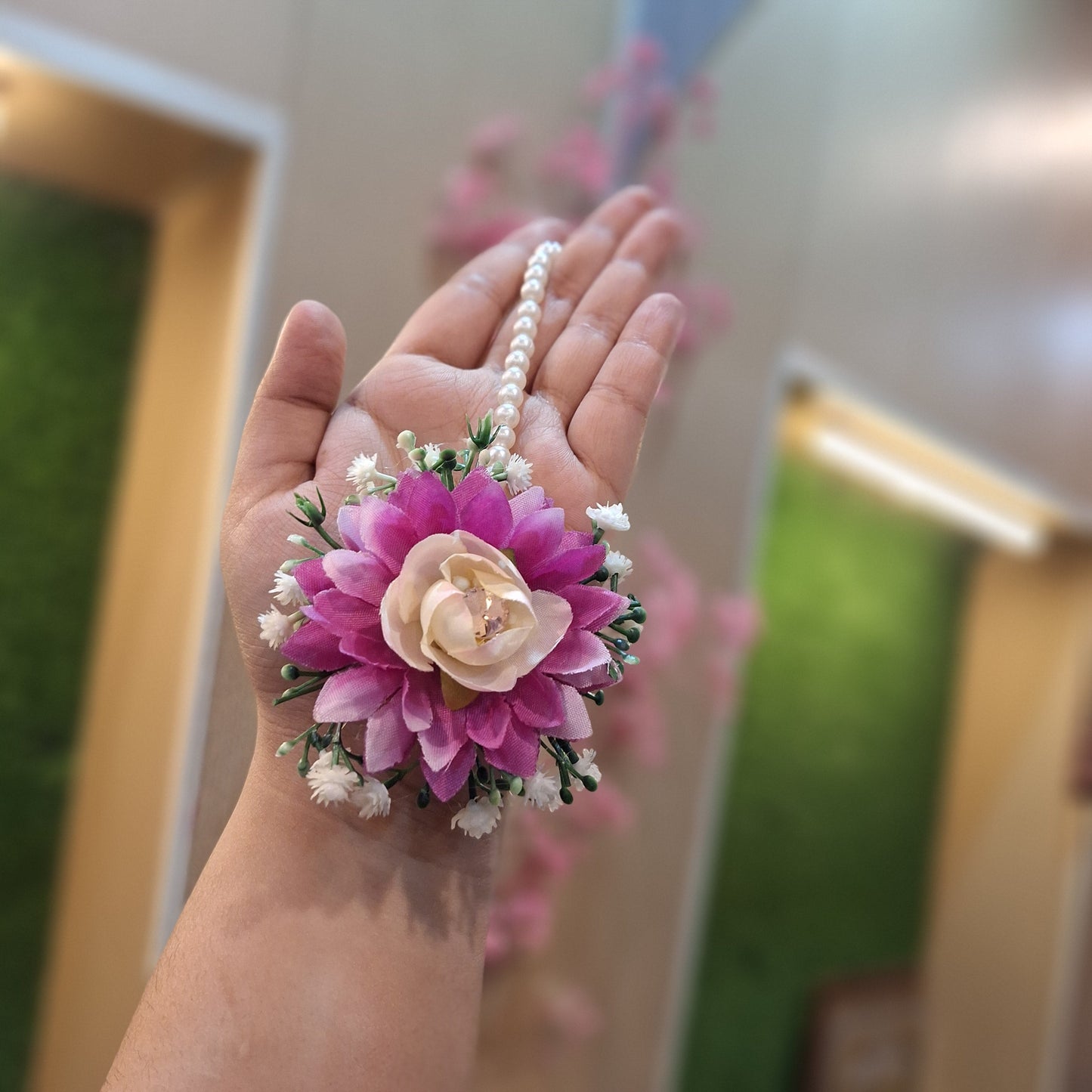Lavender & Cream Floral Jewellery Set with Pearl Accents
