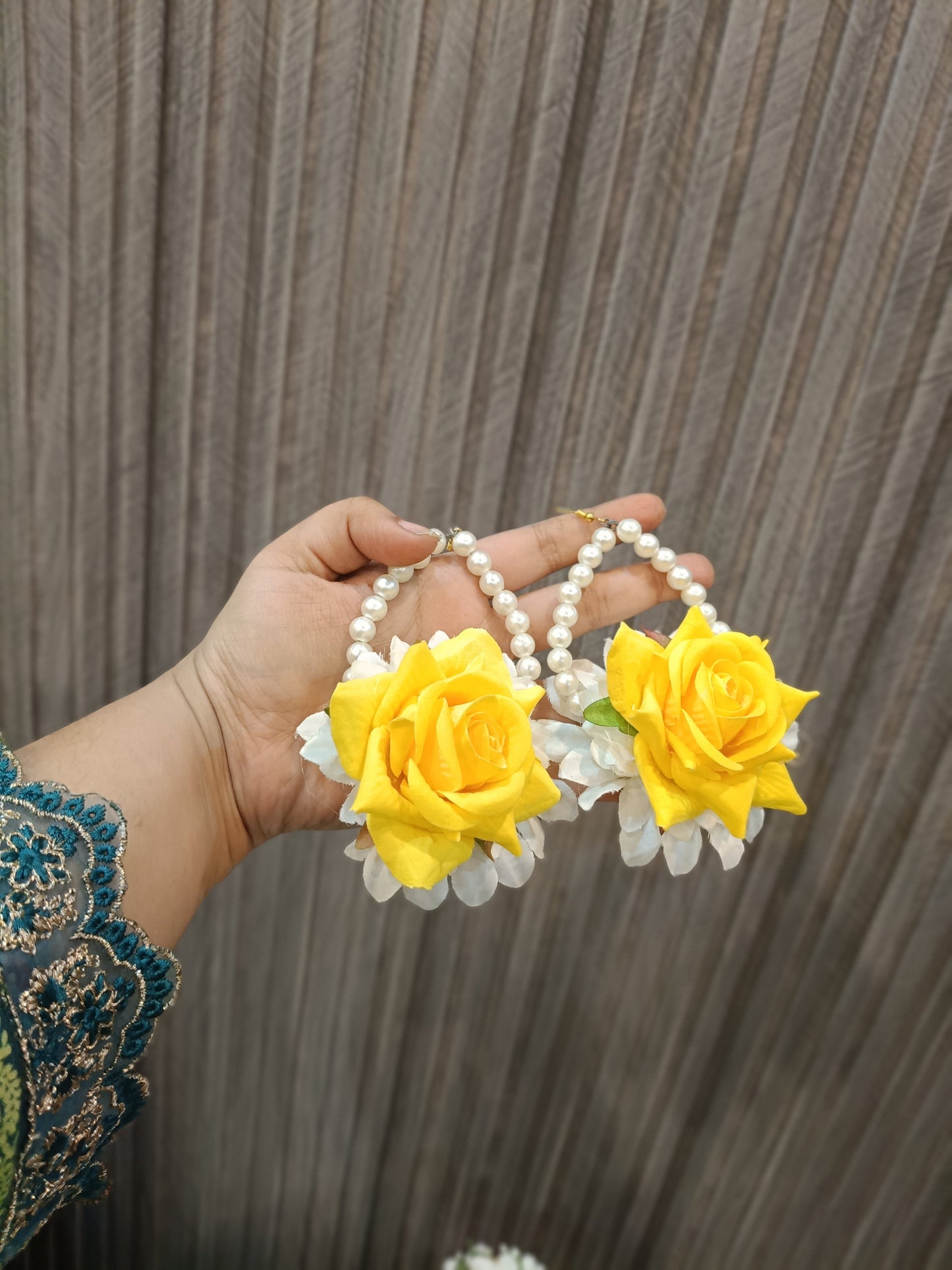 Handcrafted Yellow Rose & White Daisy Floral Jewelry Set