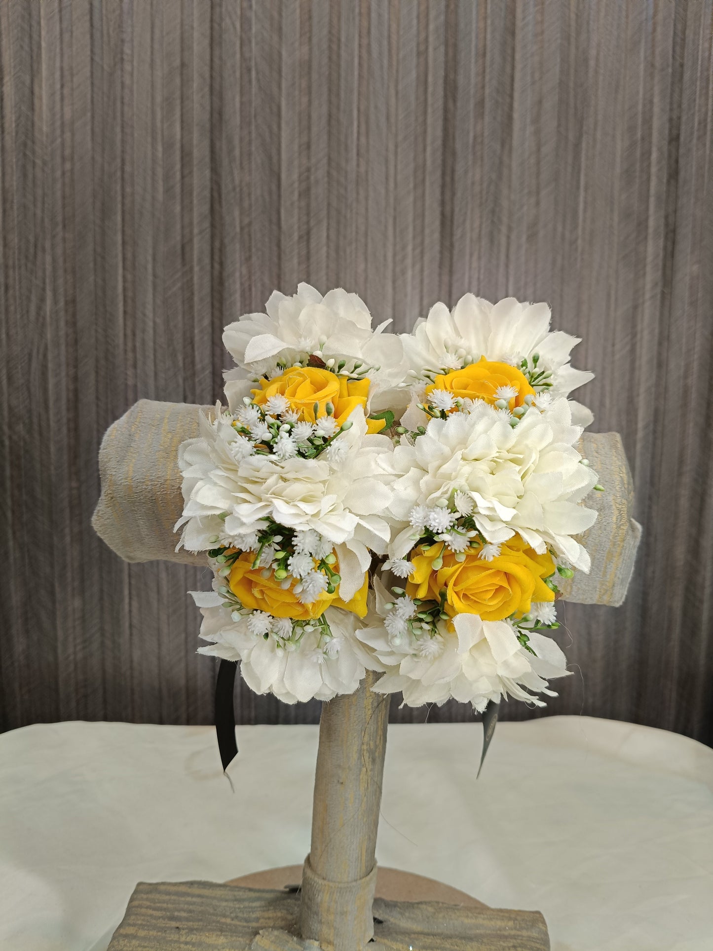 Elegant Yellow Rose & White Mum Floral Wrist Corsages (Pair)