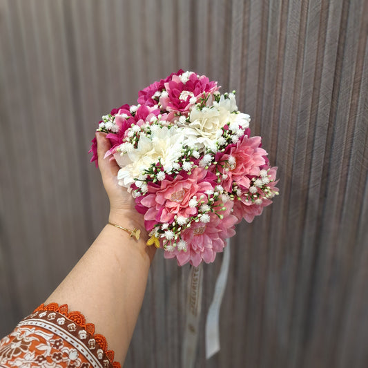 Blossom Mixed Floral Hand Bouquet in Pink & White
