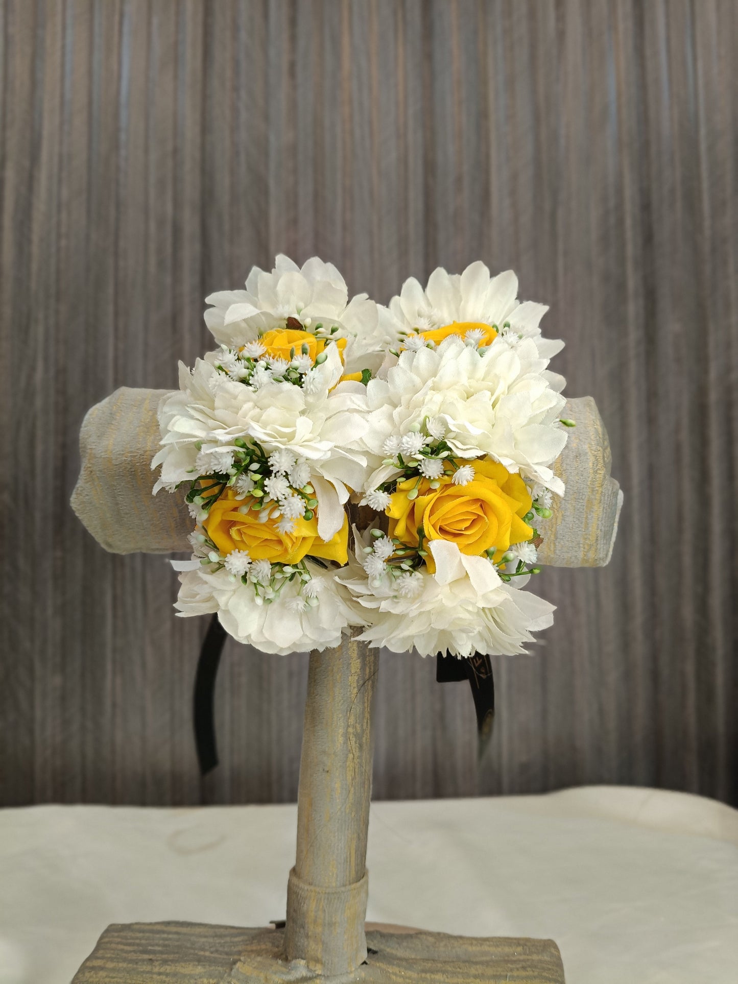 Elegant Yellow Rose & White Mum Floral Wrist Corsages (Pair)