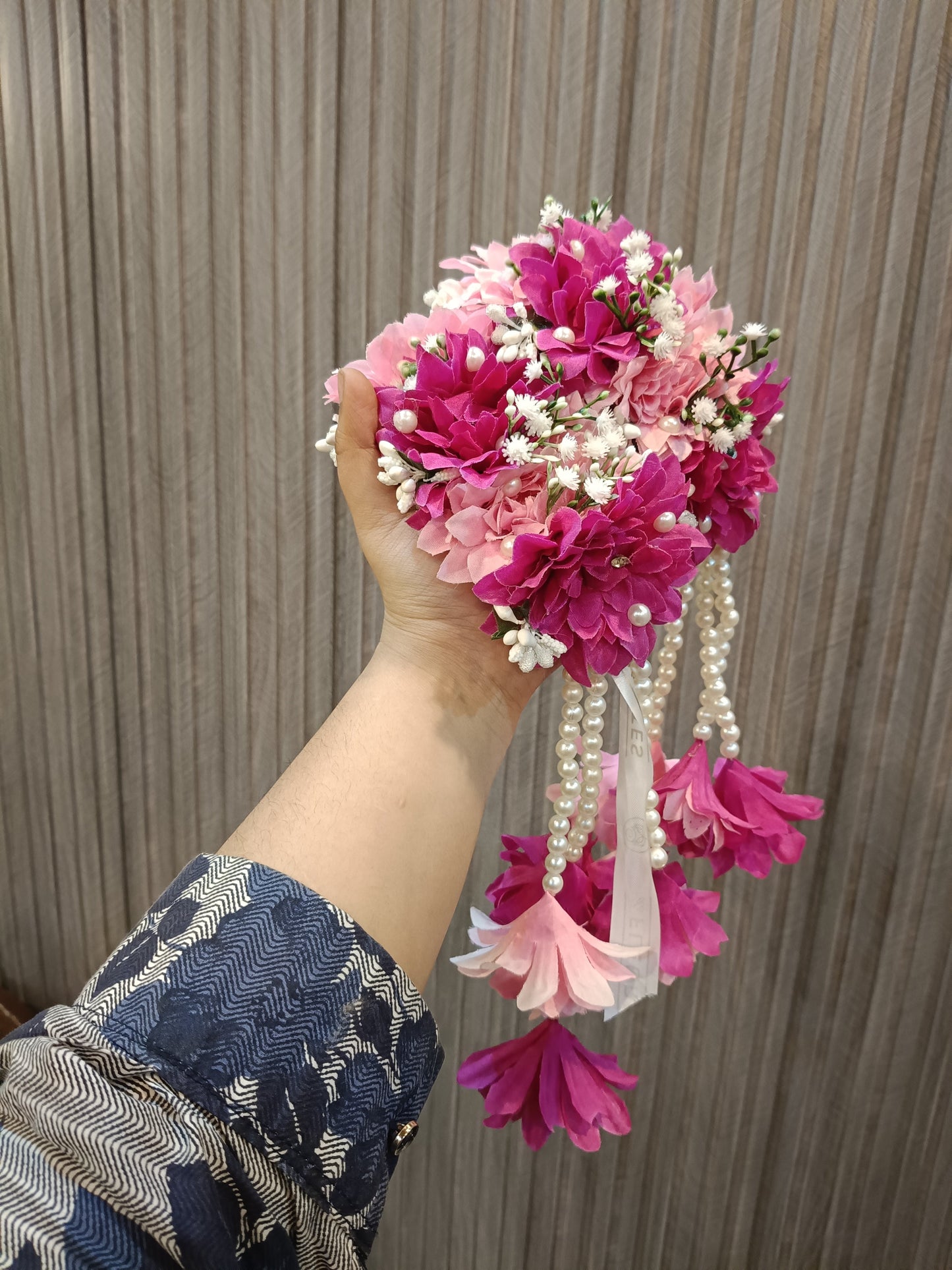 Pink & Magenta Floral Jewelry Set with Pearl Accents