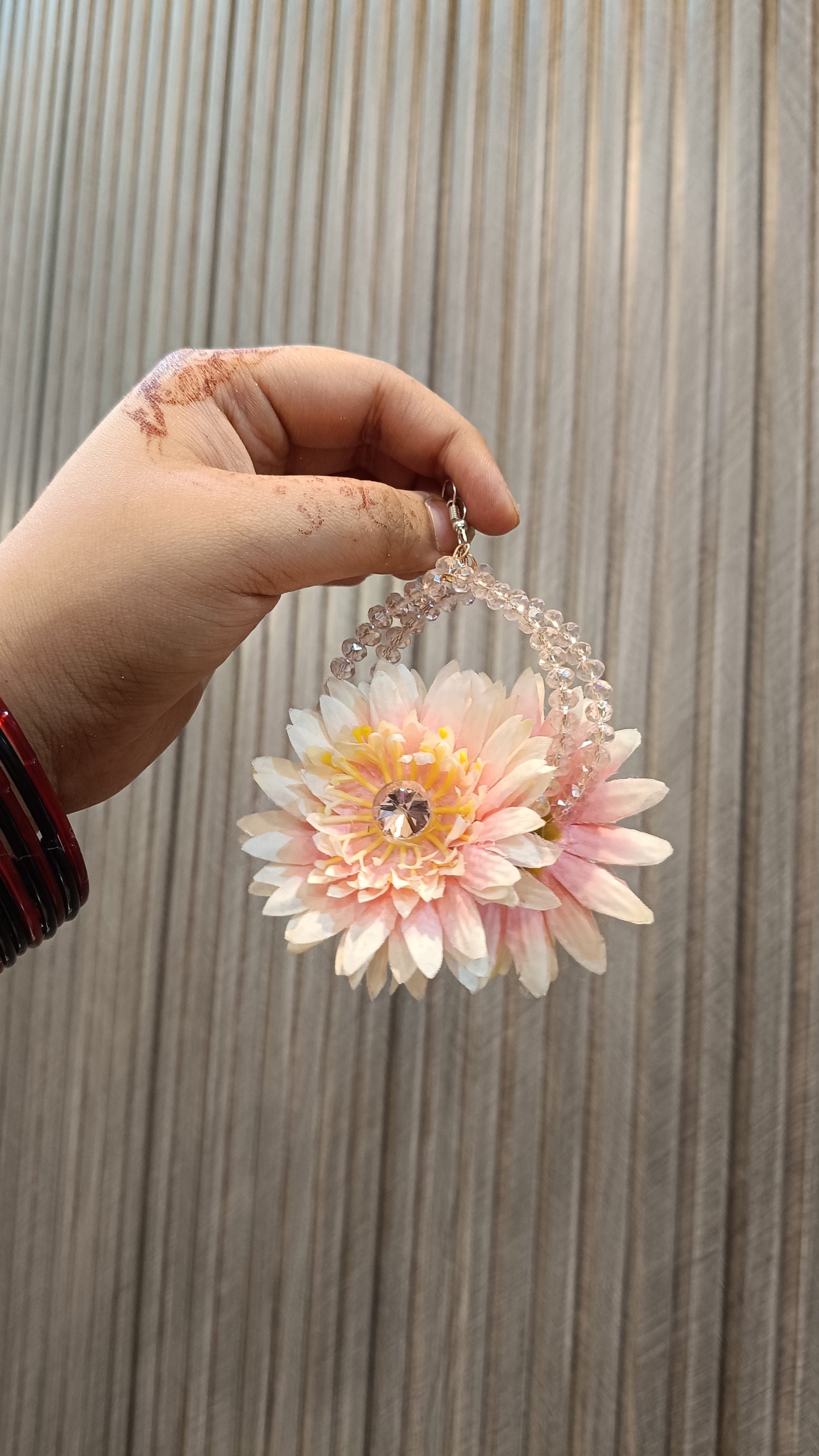 Handcrafted Peach and Mauve Floral Jewelry Set